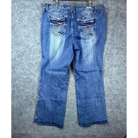 ZCO Denim - Zco Premium Bootcut Jeans Womens 24 Blue Y2K Denim Beaded Rhinestone Starburst